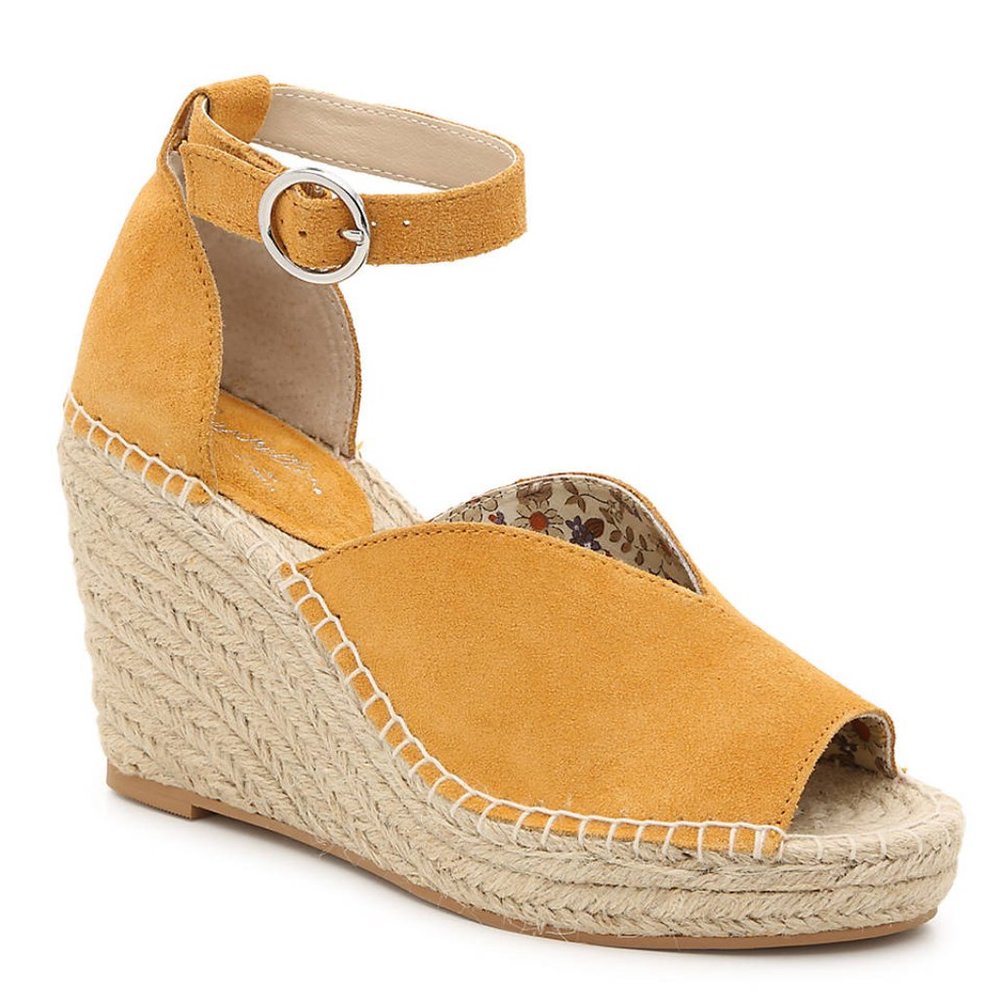 SEYCHELLES Mustard Suede Espadrille Wedge 8.5M